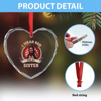 Native American Women Heart Crystal Glass Ornament I Wear Red For My Sister Stop MMIW Hand