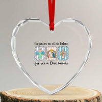 Nativity Scene Christian Christmas Heart Crystal Glass Ornament Feliz Navidad - Wonder Print Shop