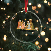 Nativity Scene Christmas Crystal Glass Ornament Baby Jesus Christian Faith TS14