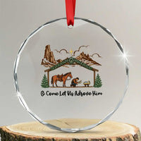 Nativity Scene Christmas Crystal Glass Ornament Cowboy Bible Scripture Verse Western TS14