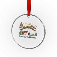 Nativity Scene Christmas Crystal Glass Ornament Cowboy Bible Scripture Verse Western TS14