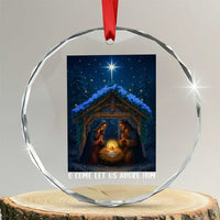 Nativity Scene Christmas Crystal Glass Ornament O Come Let Us Adrove Him TS14