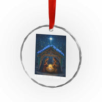 Nativity Scene Christmas Crystal Glass Ornament O Come Let Us Adrove Him TS14