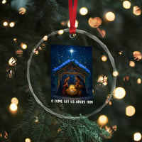 Nativity Scene Christmas Crystal Glass Ornament O Come Let Us Adrove Him TS14