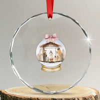 Nativity Scene Christmas Crystal Glass Ornament The Greatest Gift of All Christian Coquette Bow Matthew 1:21 - undefined