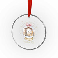 Nativity Scene Christmas Crystal Glass Ornament The Greatest Gift of All Christian Coquette Bow Matthew 1:21 - undefined