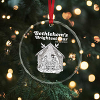 Nativity Scene Crystal Glass Ornament Brightest Star of Bethlehem He Is Born Christian Christmas - Wonder Print Shop