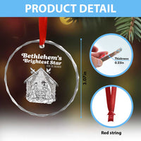 Nativity Scene Crystal Glass Ornament Brightest Star of Bethlehem He Is Born Christian Christmas TS14