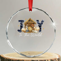 Nativity Scene Crystal Glass Ornament Christian Christmas Jesus Joy To The World TS10