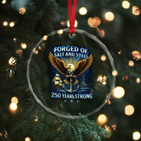 Navy Veteran 250th Anniversary Crystal Glass Ornament Forged of Salt and Steel US Naval Ships 250th Anniversary TS10