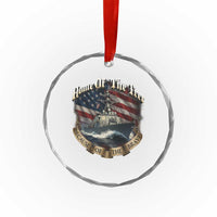 Navy Veteran Crystal Glass Ornament Home Of The Free Because Of The Brave American Flag - Wonder Print Shop