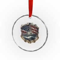 Navy Veteran Crystal Glass Ornament Home Of The Free Because Of The Brave American Flag TS11