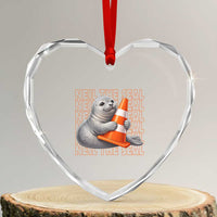 Neil The Seal Groovy Heart Crystal Glass Ornament Retro Vintage Cute Seal Lover Graphic