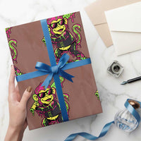 Neon Dripping Monkey Baseball Graphic Wrapping Paper Roll Ball Party Game Day Vibes