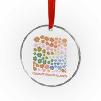 Neurodiversity Boho Floral Crystal Glass Ornament Celebrate Minds of All Kinds Autism ADHD ASD - Wonder Print Shop