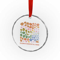 Neurodiversity Boho Floral Crystal Glass Ornament Celebrate Minds of All Kinds Autism ADHD ASD TS02
