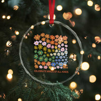 Neurodiversity Boho Floral Crystal Glass Ornament Celebrate Minds of All Kinds Autism ADHD ASD TS02
