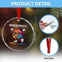 Neurodiversity Brain Crystal Glass Ornament Celebrate The Spectrum Autism Acceptance ASD ADHD TS02