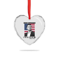 Never Surrender Freedom Heart Crystal Glass Ornament Patriotic Charlie Kirk Tribute American Flag - Wonder Print Shop