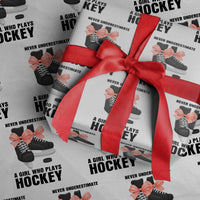 Never Underestimate A Girl Hockey Player Gift Idea Wrapping Paper Roll - Wonder Print Shop