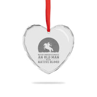 Never Underestimate An Old Man Native American Warrior Heart Crystal Glass Ornament