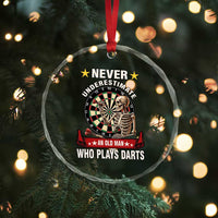 Never Underestimate An Old Man Plays Darts Crystal Glass Ornament Gothic Darts Player - Wonder Print Shop