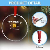 New Mexico Flag Map Zia Sun Souvenir Crystal Glass Ornament