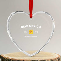 New Mexico Flag Map Zia Sun Souvenir Heart Crystal Glass Ornament