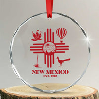 New Mexico Flag Zia Sun Souvenir Crystal Glass Ornament New Mexico Zia Chiles Balloon Roadrunner Yucca
