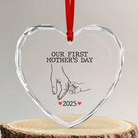 New Mom Est. 2025 Heart Crystal Glass Ornament First Mother’s Day Matching Gift Light - Wonder Print Shop