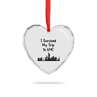 New York City Skyline Travel Tourist Heart Crystal Glass Ornament I Survived My Trip To NYC