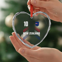 New Zealand Soccer Sports Graphic Number 10 Jersey Style Heart Crystal Glass Ornament Proud Kiwis Football Fans Game Day Pride