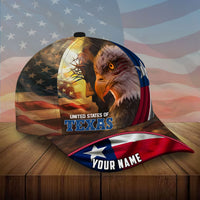 Premium God And Eagle, Texas 3D Hat Printed Personalized
