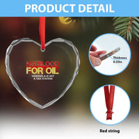 No Blood for Oil Heart Crystal Glass Ornament Venezuela Sovereignty Resource Justice - Wonder Print Shop