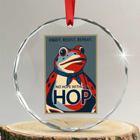 No Hope Without Hop Crystal Glass Ornament Ribbit Resist Repeat Resistance Frog Protest Pop Art Graphic TS02