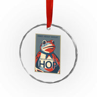 No Hope Without Hop Crystal Glass Ornament Ribbit Resist Repeat Resistance Frog Protest Pop Art Graphic TS02