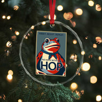 No Hope Without Hop Crystal Glass Ornament Ribbit Resist Repeat Resistance Frog Protest Pop Art Graphic TS02