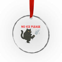 No Ice Please Crystal Glass Ornament Funny Black Cat Abolish ICE Meme Protest