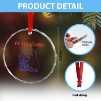 No Ice Please Funny Cat Meme Crystal Glass Ornament Subtle Against Ice Protest Political Resistance