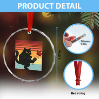 No Kings Black Cat Crystal Glass Ornament Funny Kitten Social Justice - Wonder Print Shop