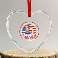 No Kings Fight Oligarchy Heart Crystal Glass Ornament Woman's Girl Vintage America Flag - Wonder Print Shop