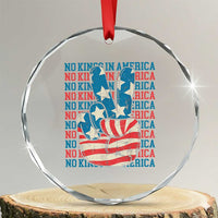 No Kings In America Crystal Glass Ornament USA Flag Peace Sign Hand 4th of July Patriotic TS10