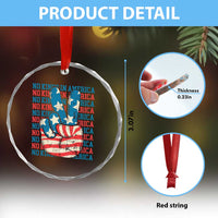 No Kings In America Crystal Glass Ornament USA Flag Peace Sign Hand 4th of July Patriotic TS10
