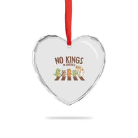 No Kings in America Heart Crystal Glass Ornament Resist Protest Cute Animal Resistance March - Wonder Print Shop