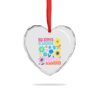 No Kings in America Protect Democracy Heart Crystal Glass Ornament Colorful Flowers Patriotic Feminists - Wonder Print Shop