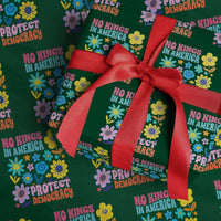 No Kings in America Protect Democracy Wrapping Paper Roll Colorful Flowers Patriotic Feminists - Wonder Print Shop
