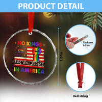 No Kings In America Rainbow Flag Crystal Glass Ornament - Wonder Print Shop