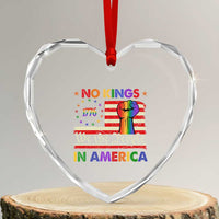 No Kings In America Rainbow Flag Heart Crystal Glass Ornament - Wonder Print Shop
