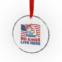 No Kings Live Here Crystal Glass Ornament Funny Rosie The Riveter Cat Feminist Gift