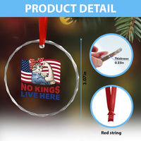 No Kings Live Here Crystal Glass Ornament Funny Rosie The Riveter Cat Feminist Gift